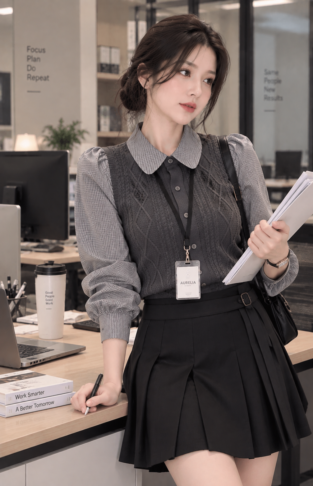 Knit vest with shirt collar — style 4